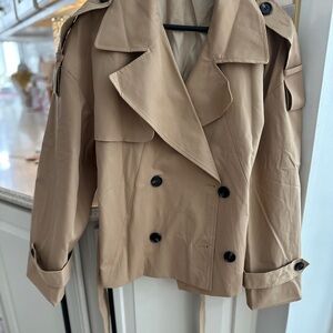 Women's Beige Double-Breasted Trench Coat
